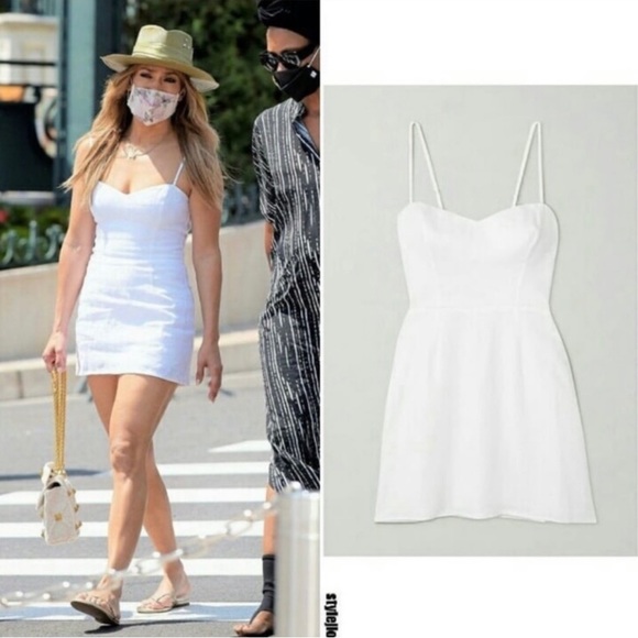 Reformation Roarke Linen Dress in White ASO Kristin Cavallari JLo 2 - Picture 3 of 13
